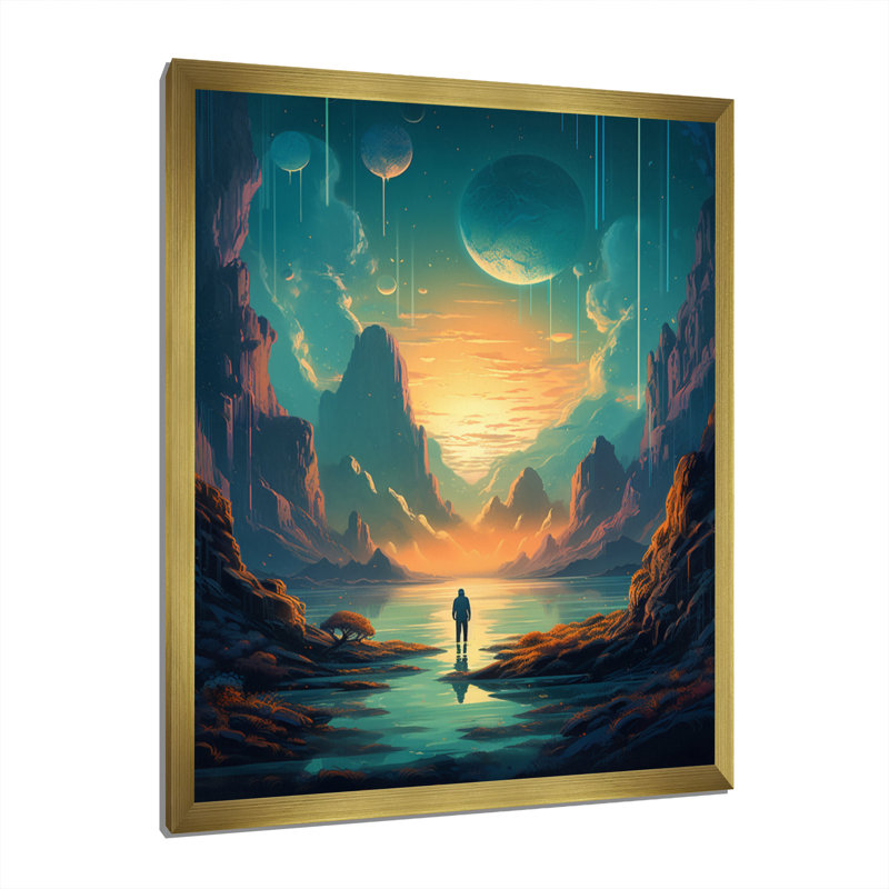 «Swallow By The Galaxy II», reproduction sur toile, Cadre doré à coins fermés, H 40 po x l 30 po x P 1,5 po