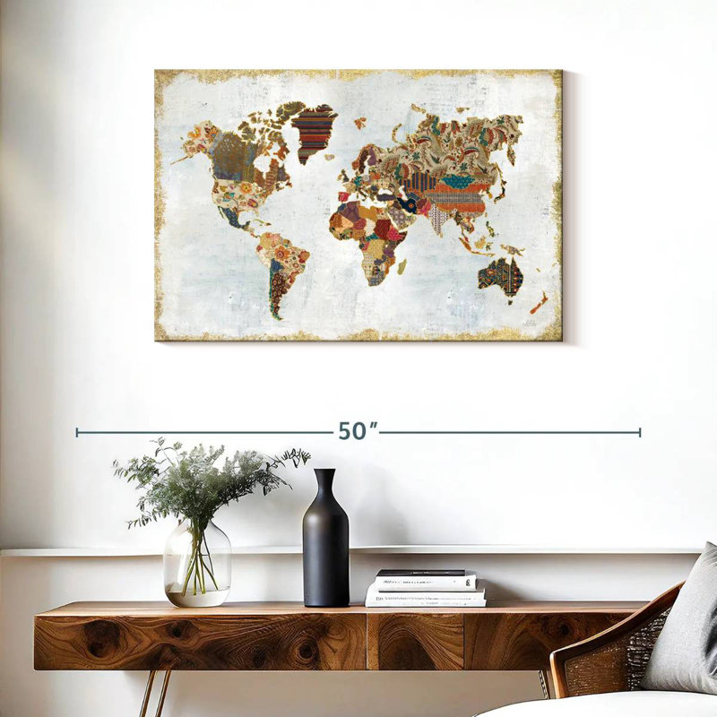 Aliaz Pattern World Map, 24" H x 36" W