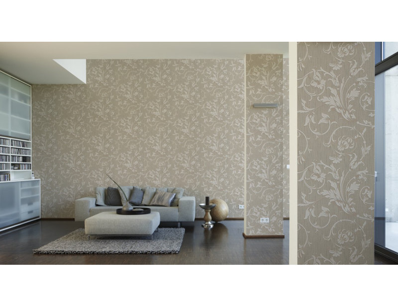 Tessuto 10.05m x 53cm Wallpaper, Beige and cream