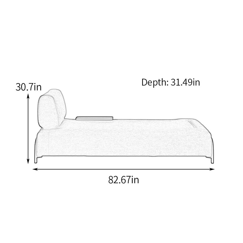 Larges chaises longues d'intérieur, tissu en coton et lin, Gris clair