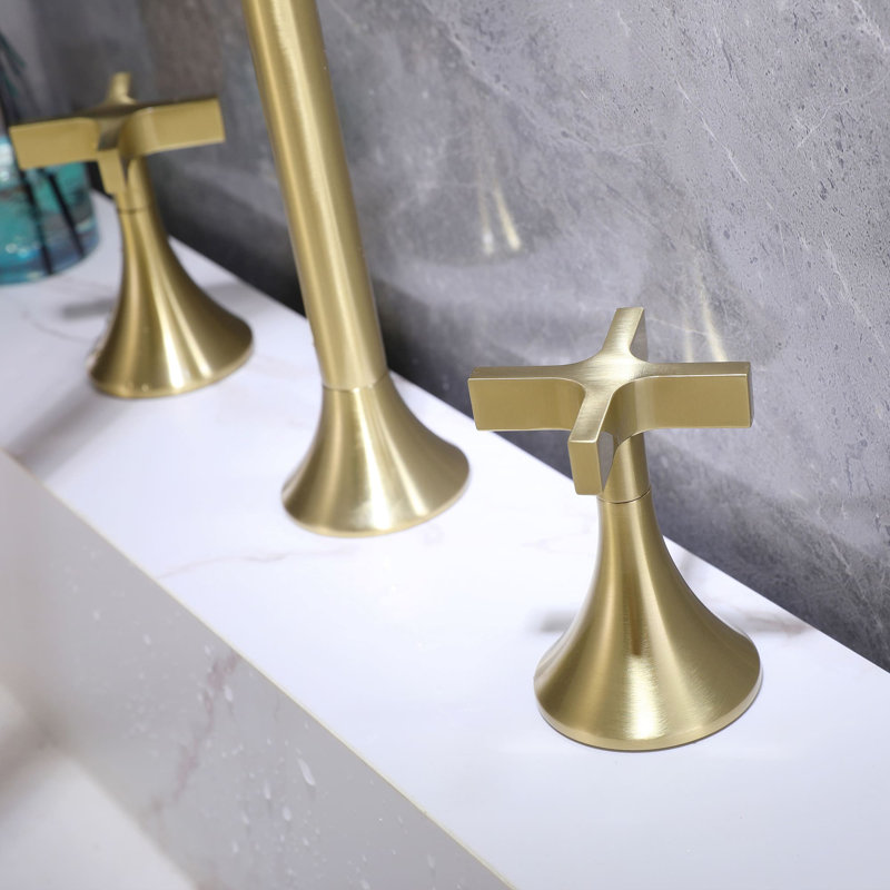 Robinet de salle de bain à large entraxe, Or brossé