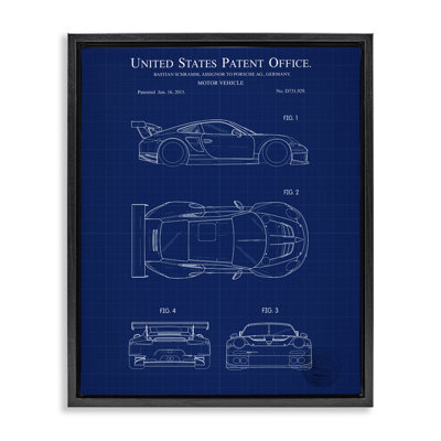 Motor Vehicle Blueprint Framed Floater Canvas Wall Art by Karl Hronek