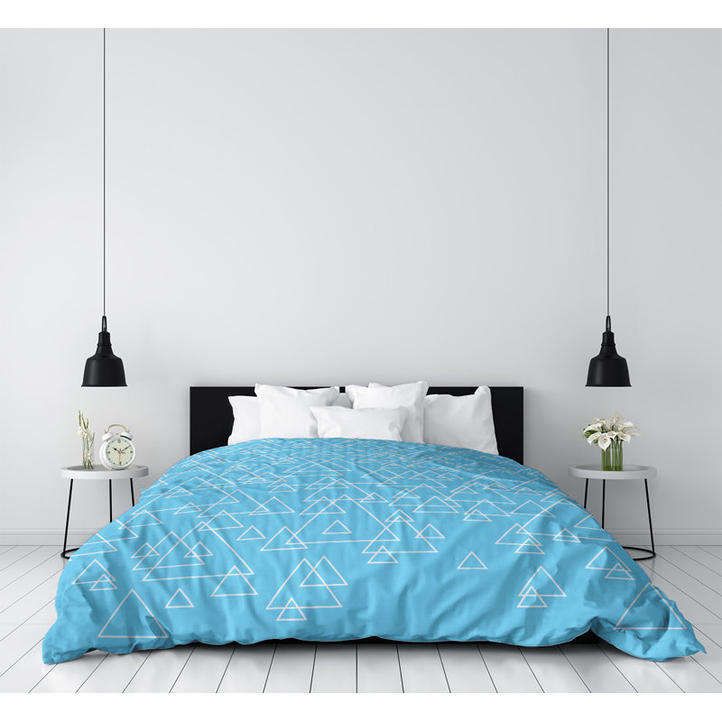 Housse de couette, Housse de couette pour lit simple, Bleu/blanc, Polyester brossé