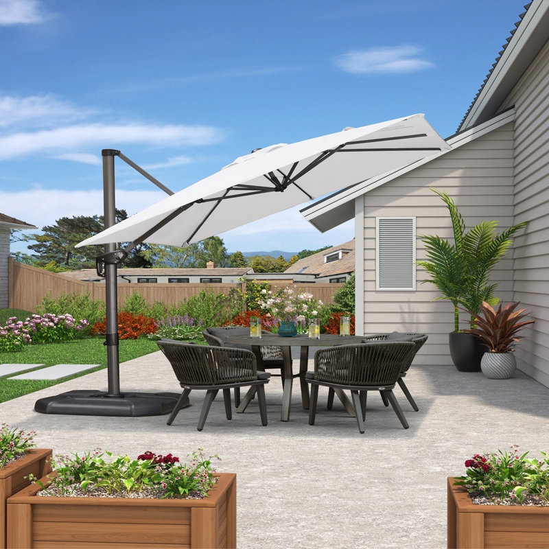 Cantilever Parasol, 274.3cm H x 243.8cm W x 243.8cm D, White