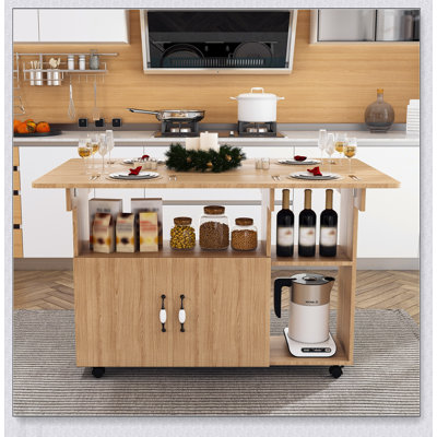 Multi-Functional Folding Table with Storage Shelves and Wheels, 47 Inch Foldable Dining Table for Small Spaces, Compact Desk for Kitchen, Dorm, Office