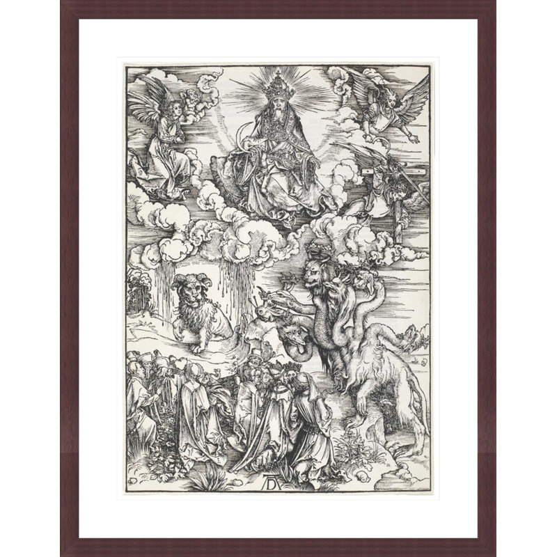 La bête à sept têtes et la bête avec des cornes d'agneau par Albrecht Dürer, impression giclée encadrée