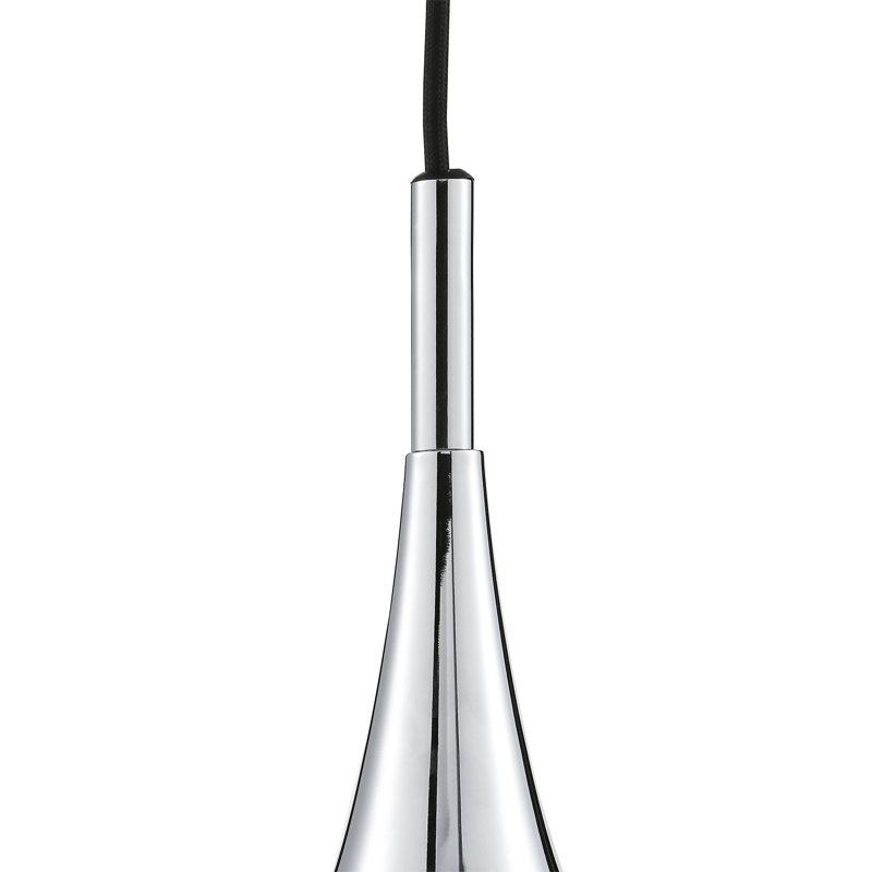 Evan 1 - Light Chrome Teardrop Pendant, 120cm H x 16cm W x 16cm D