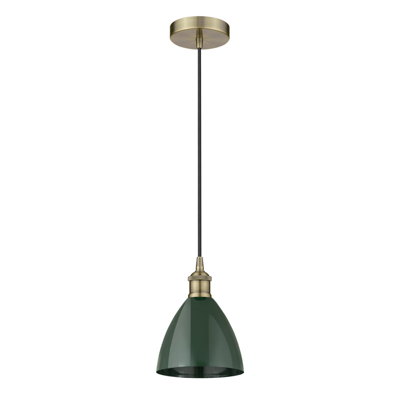 Luminaire suspendu simple à 1 lumière Schiavone, Laiton antique, Vert