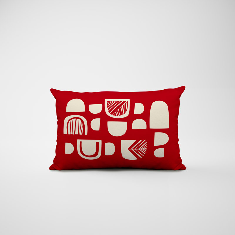 Polyester / Mélange de polyester Housse de coussin rectangulaire intérieure / extérieure lombaire et insert, Rouge