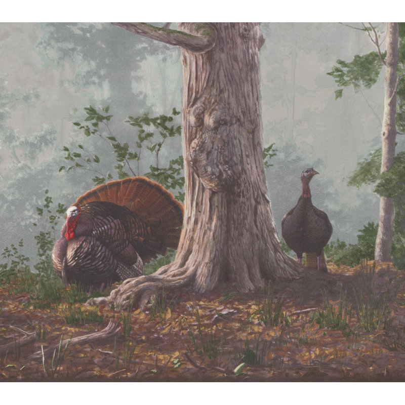Bordure de papier peint sauvage Crumbley Wild Turquie dans la forêt ombragée moderne L 10,25 pi x l 180 po, Brun ensoleillé