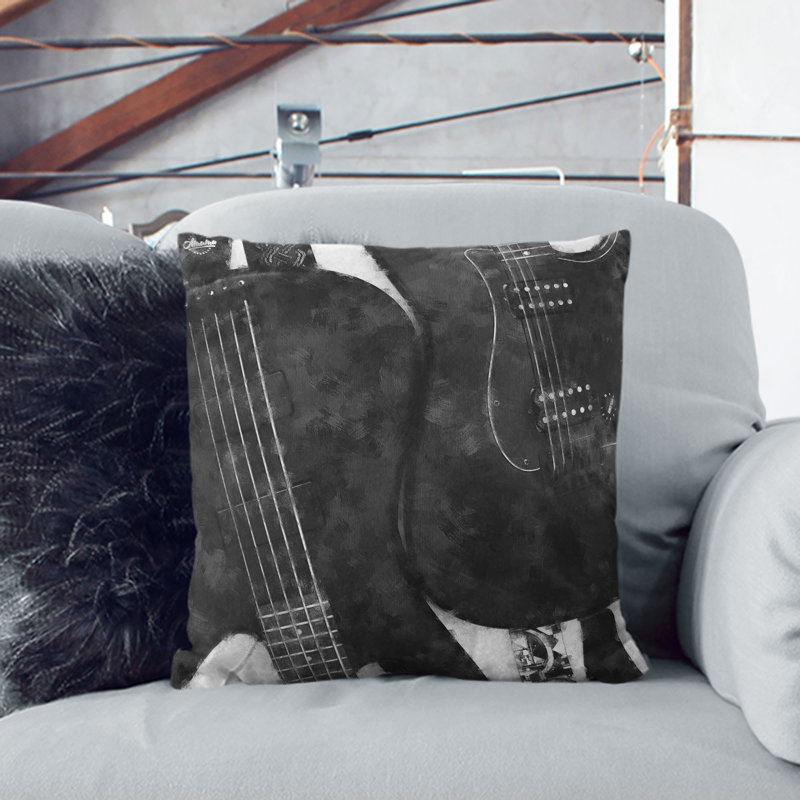 Square Throw Cushion, Black, 55cm H x 55cm W x 20cm D
