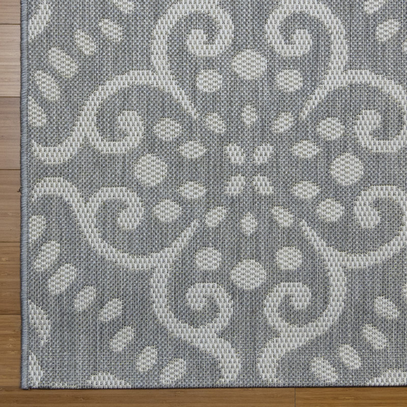 Tapis intérieur / extérieur gris Glaudia, Rectangle 5 pi 3 po x 7 pi
