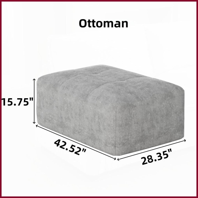 Canapé modulaire surdimensionné moderne en chenille - sans assemblage requis, L 70,87 po avec 2 coussins pour le salon, Noir