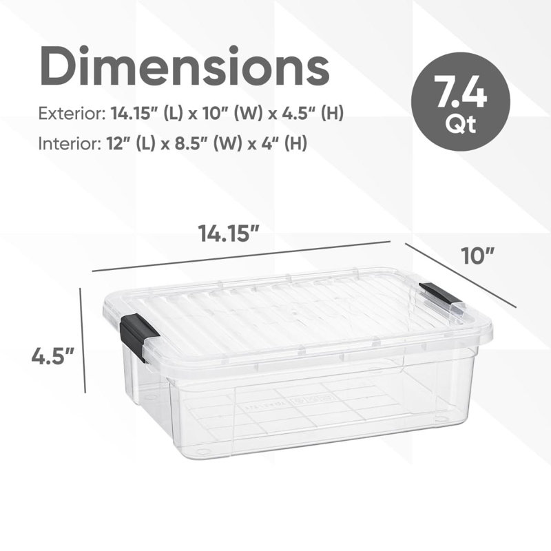 Boîtes de rangement transparentes avec couvercles Superio, 6,25 pte