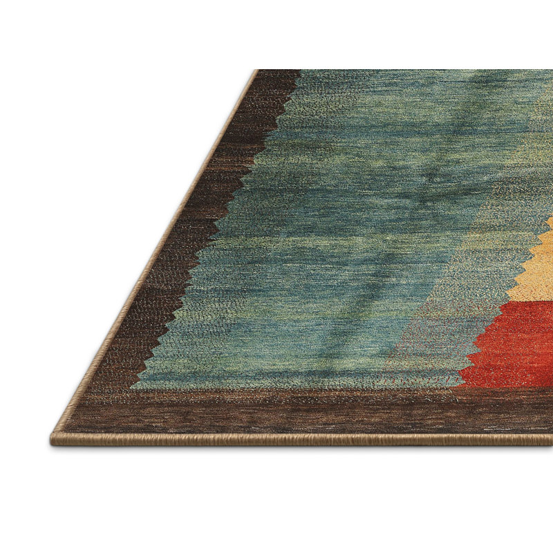 Tapis jaune/gris/brun contemporain, Rectangle 4 pi x 6 pi