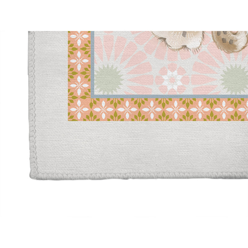 Lil Lying Leopard Tile Kids Play Mat, Ivory, Rectangle 2' x 3'