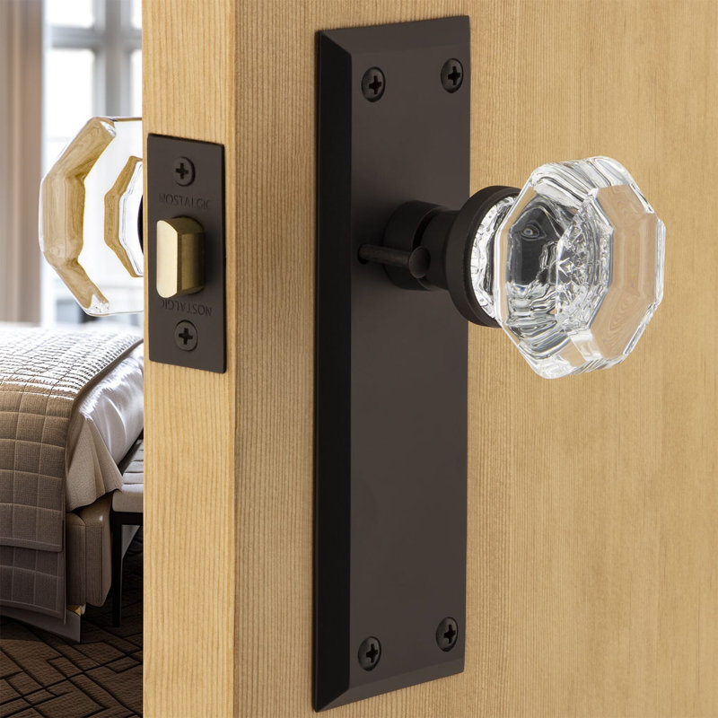 New York Plate with Waldorf Door Knob, Oil-Rubbed Bronze, 2-3/8"