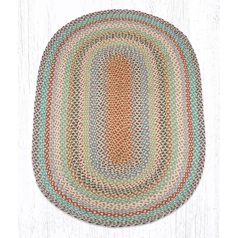 Earth Rugs Oval Accent Rug Multi Color Handwoven Braided Jute Rustic Farmhouse Style, Oval 3' x 5'