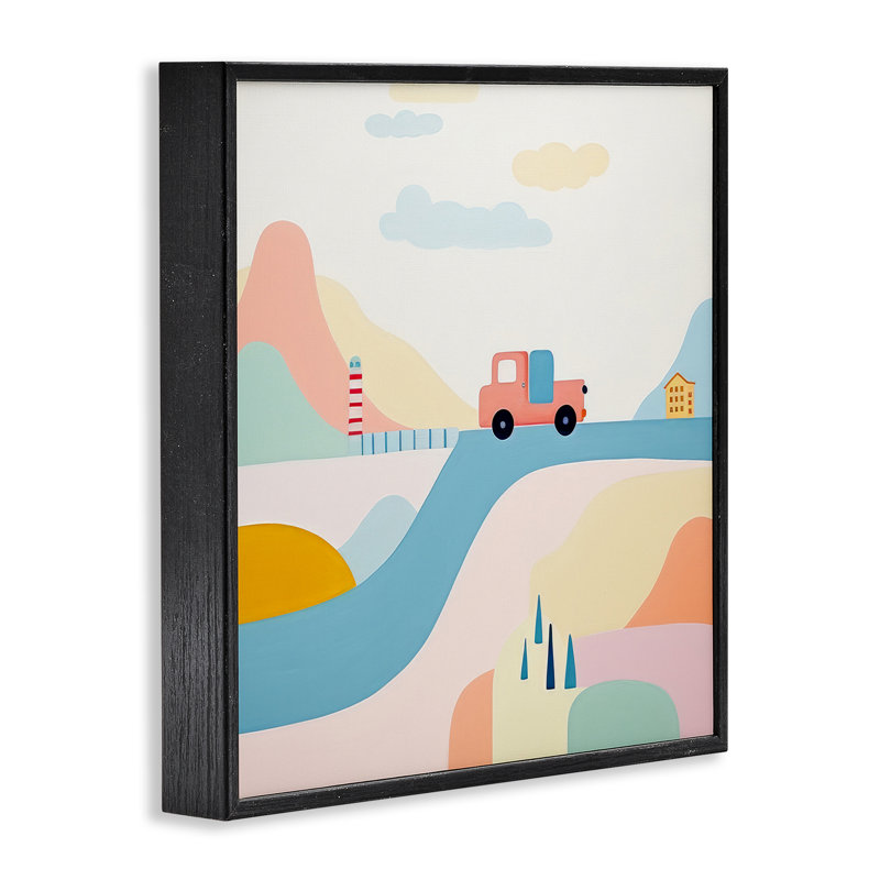 Scène de paysage pastel, estampe numérique encadrée par Lazar Studio, H 12 po x l 12 po, Giclée encadrée noir minuit