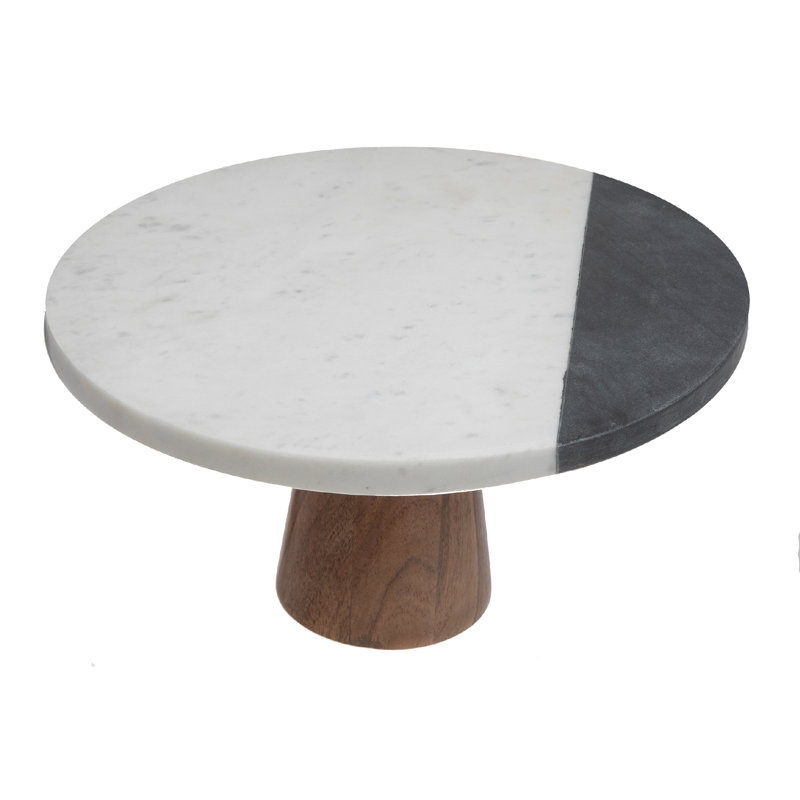 Marble Cake Stand, White/Black