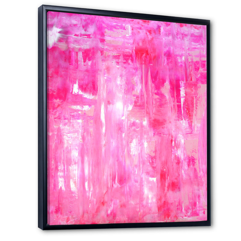 Reproduction d'art moderne sur toile rose, art abstrait VII, H 20 po x l 12 po x P 1 po, Toile avec cadre flottant noir