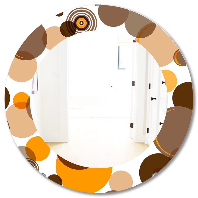 Miroir de salle de bain circulaire et bohème éclectique, H 31,5 po x l po