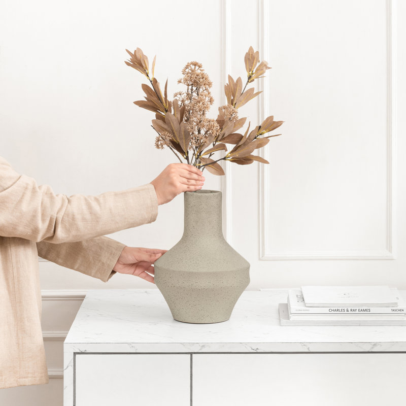 Vase rond en terre cuite - Décoration de table décorative pour les fleurs séchées