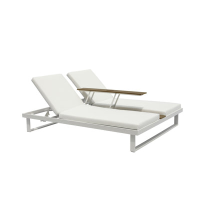 Izelia 21'' Outdoor Aluminum Double Chaise with Table