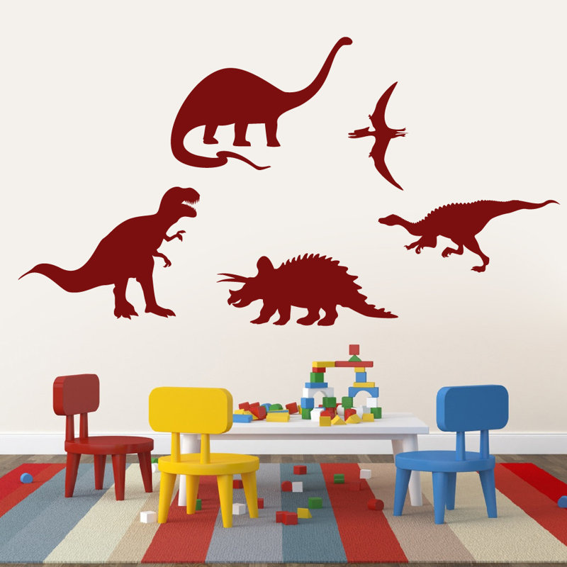 Ensemble de 5 décalcomanies murales dinosaures, Canneberge