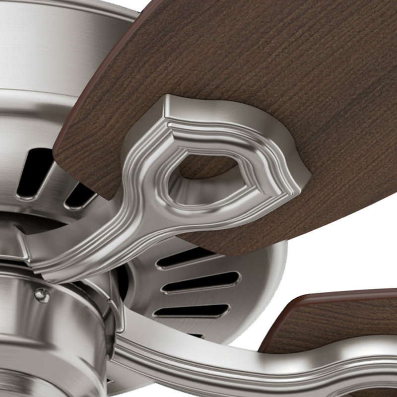 52" Builder Elite 5 - Blade Standard Ceiling Fan with Pull Chain, Brushed Nickel