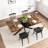 Retro Rectangular Table With Antique Wood And Black Relief Plate, & Metal, 165Lbs Load Capacity, Seats 6, Brown Stretch Dining Table, Plate Top, Fine Sand Cross Iron Foot, Storage, + 165 Lbs-1684873460-1684873463