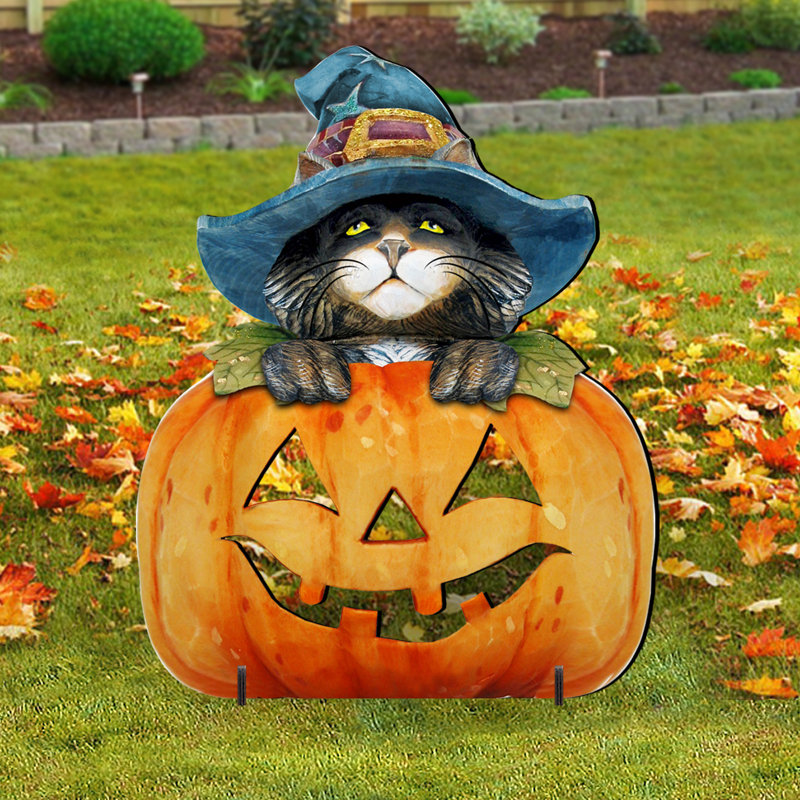Jeu de jardin noir chat citrouille