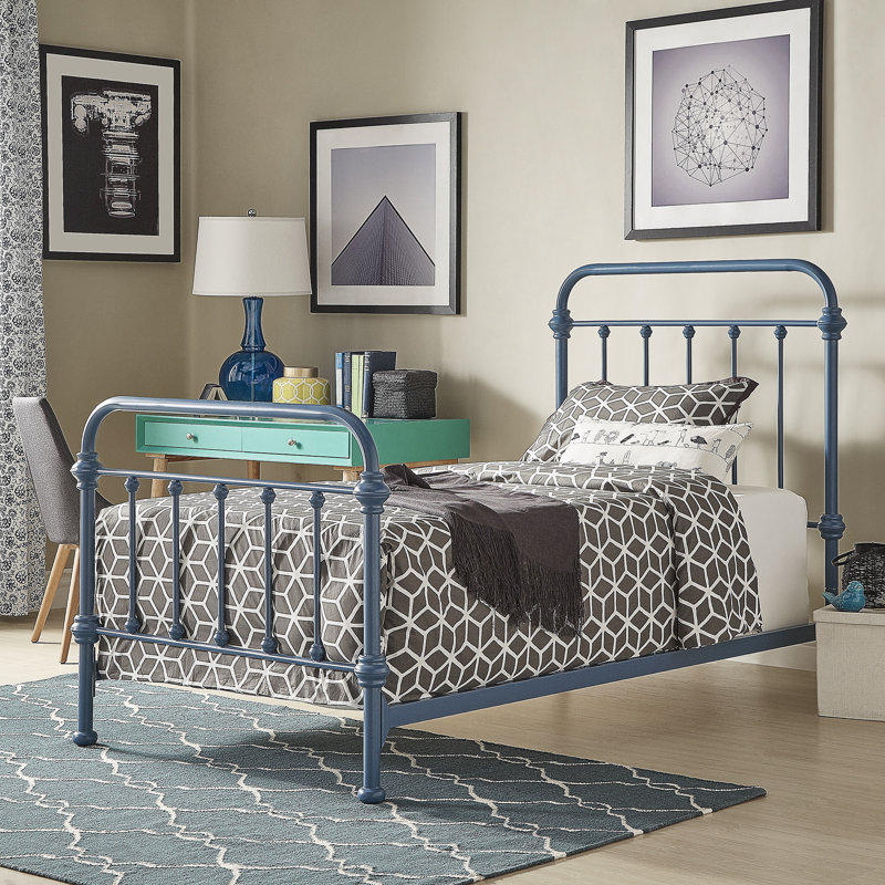 Eberhart Metal Open-Frame Bed, Twin, Blue