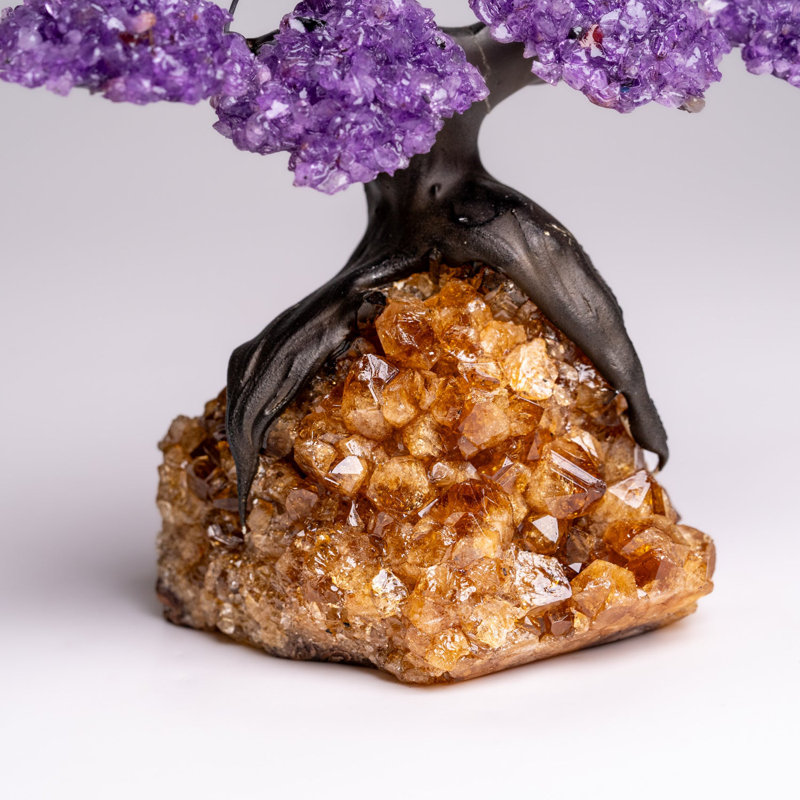 Genuine Amethyst Clustered Gemstone Tree On Citrine Matrix (4 In.)(The Empowerment Tree)