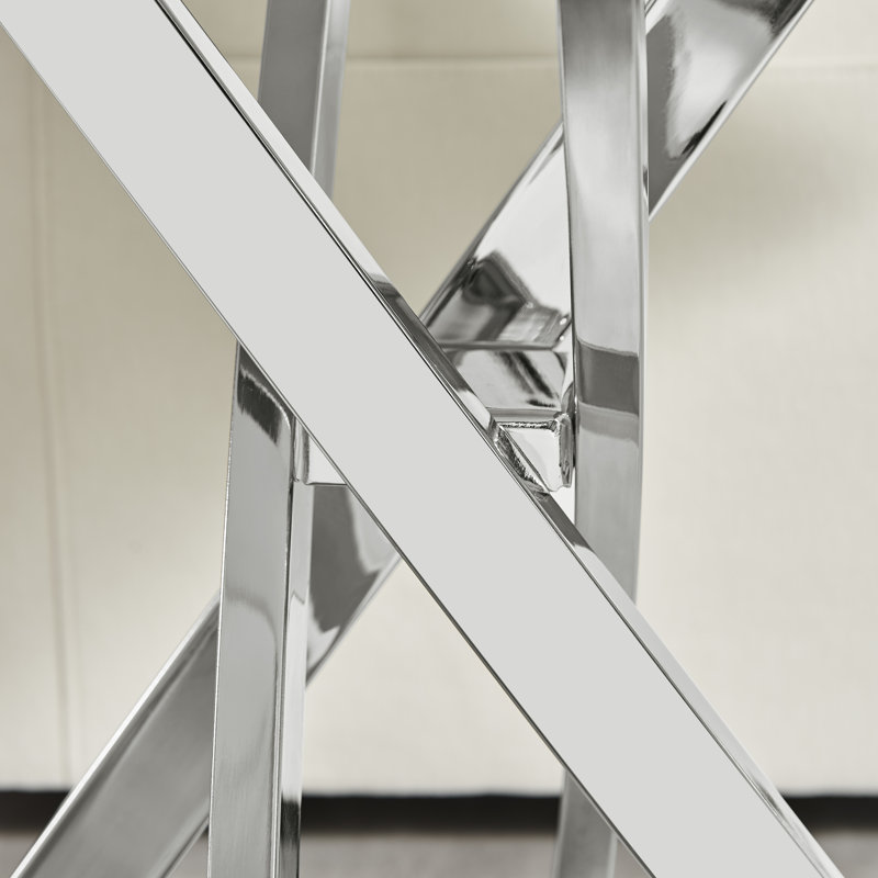 Table d'appoint avec canapé en marbre Atal, Métal argenté chromé, Effet marbre gris