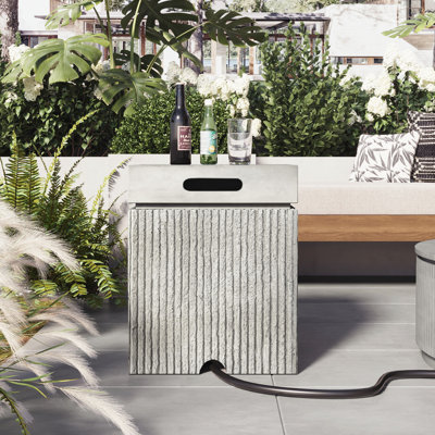 Table de couverture d'extérieur pour réservoir de propane de 15,75 po avec lattes verticales, couvercle de support de propane MGO pour réservoir de gaz de 20 lb, table d'appoint carrée avec fentes à poignée, propane non inclus, adapté aux patios