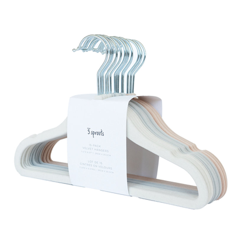 3 Sprouts Assorted Velvet Baby Clothes Hangers - Pack of 30