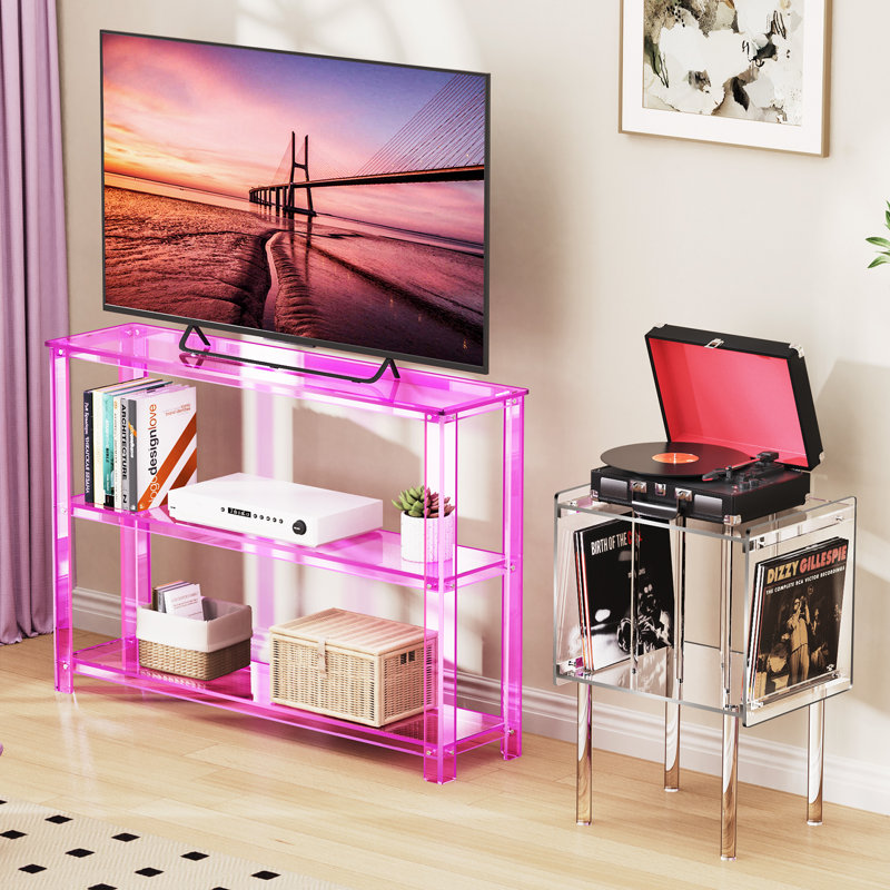 Laraby Acrylic Console Table, Entryway Table with Storage (45.7'' x 11.4'' x 31.5''), Pink