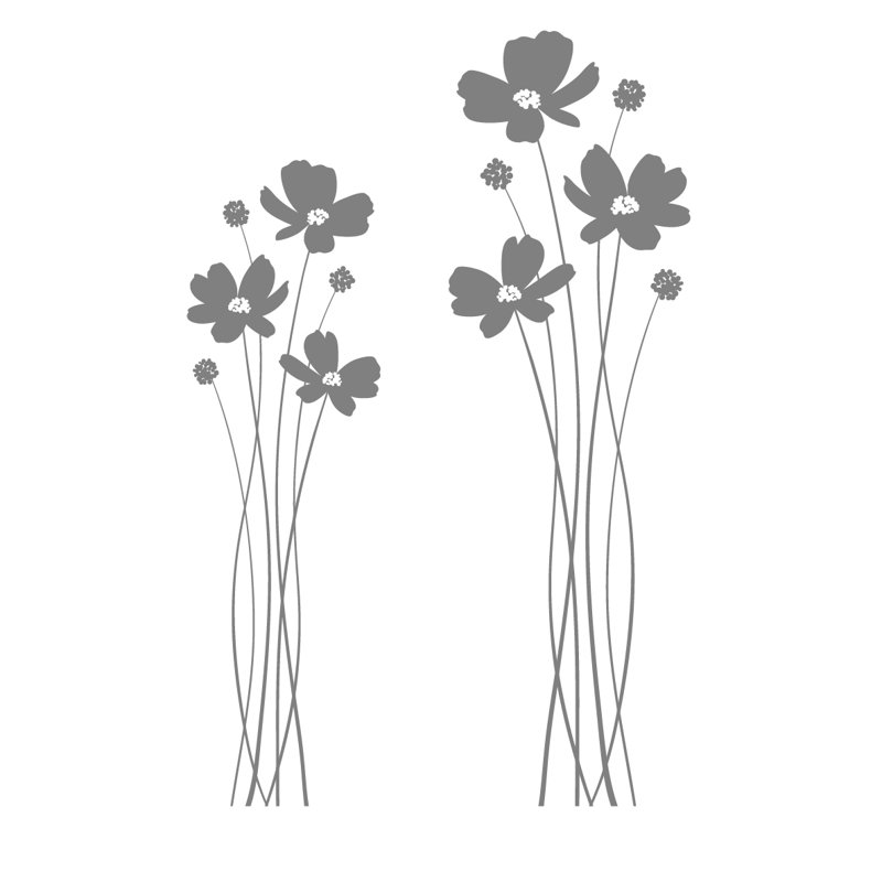 Adhésif décoratif hautes fleurs Cosmos, Brume argentée