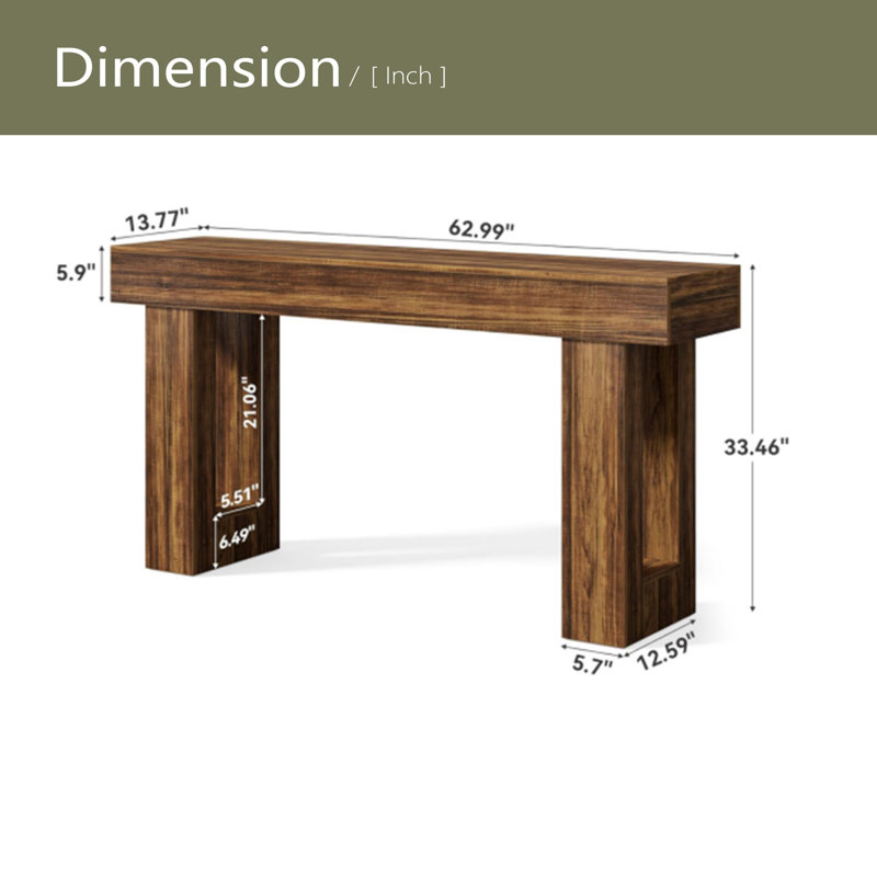 Elegant Console Table,Wooden Side Table, Rustic Brown