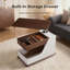 Table basse à hauteur réglable avec rangement