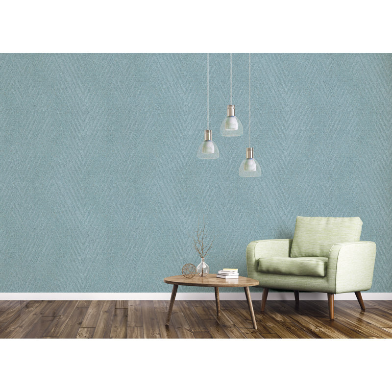 Utopia Collection Herringbone Weave Wallpaper Roll, Green