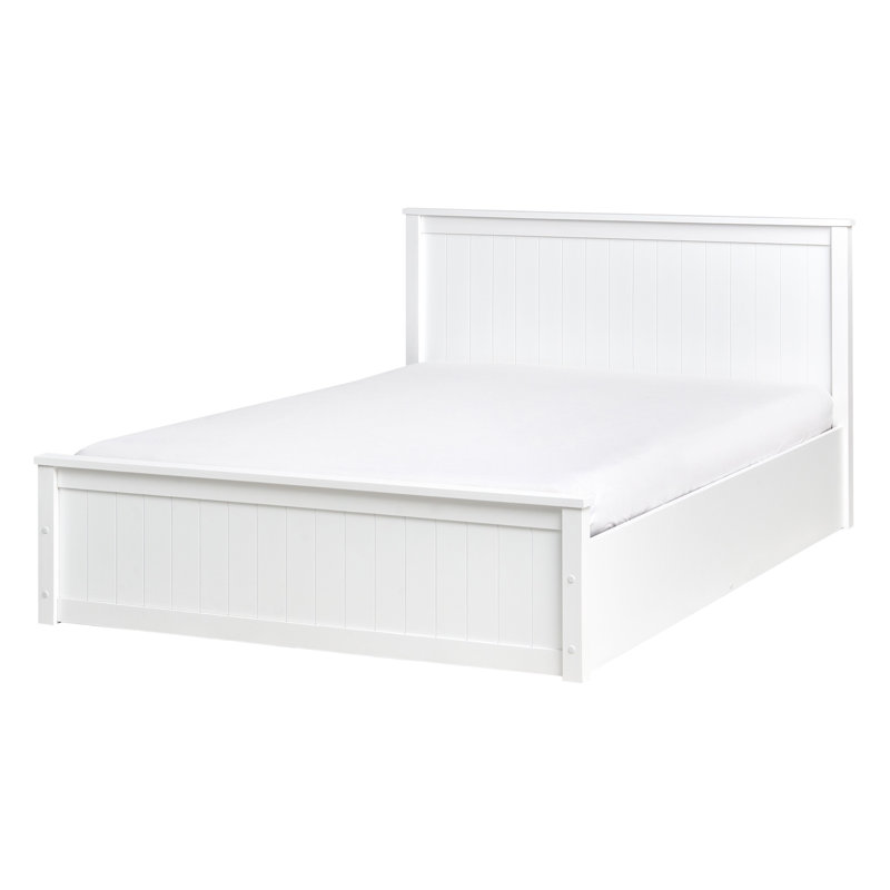Ottoman Bed Pine Wood LAMBRES White, European Double (140 x 200 cm)