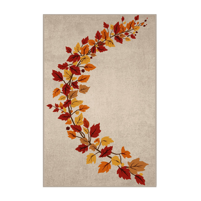 Soft Plush Feemster Halloween Modern & Contemporary Abstract Area Rug in Beige – Beige Binding, 5x8