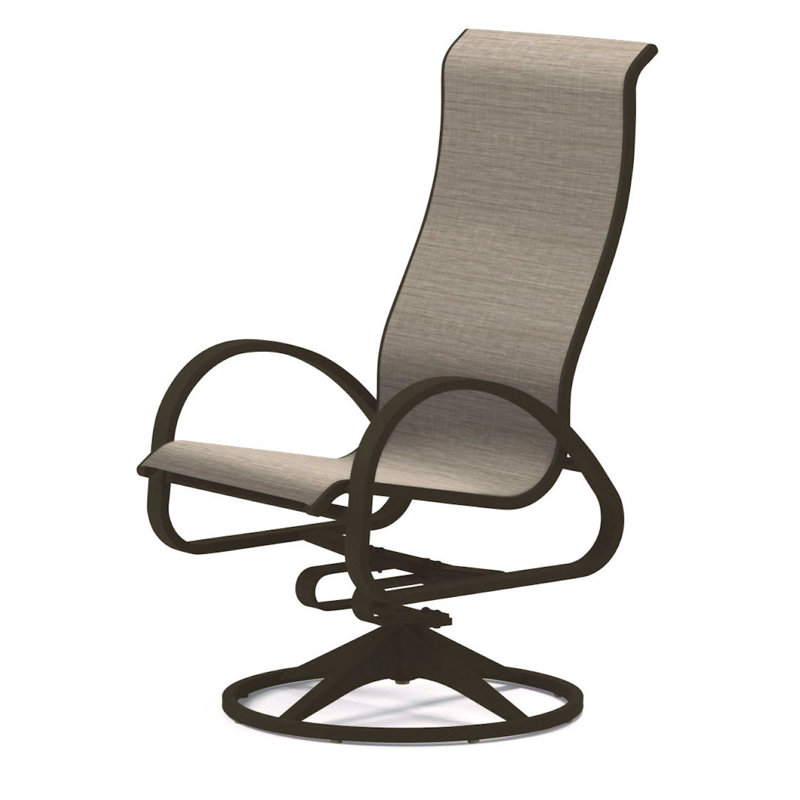 Fauteuil de patio pivotant Hiraku, Bois de plage texturé, Bristol taupe Sunbrella®