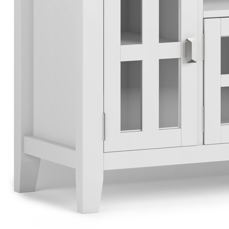 White Solid Wood 72 Inch TV Media Stand with Cabinets