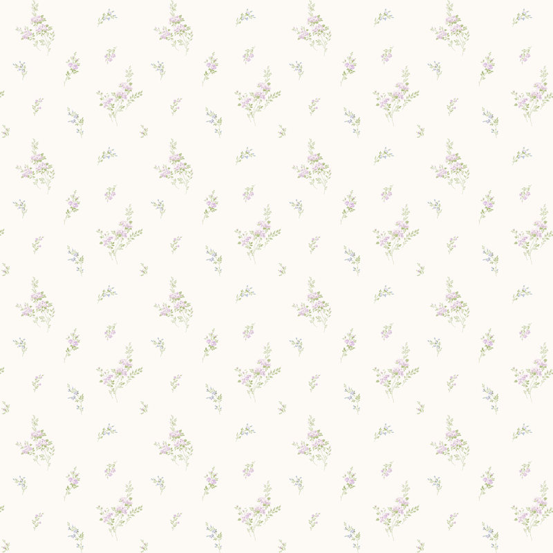 Miniatures 3 Collection Small Sprigs Wallpaper Roll, Lilac/Green/White