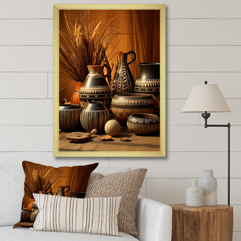 Art de la ville de Villeparis, poterie Serenity I, Cadre doré simple, H 40 po x l 30 po x P 1,5 po