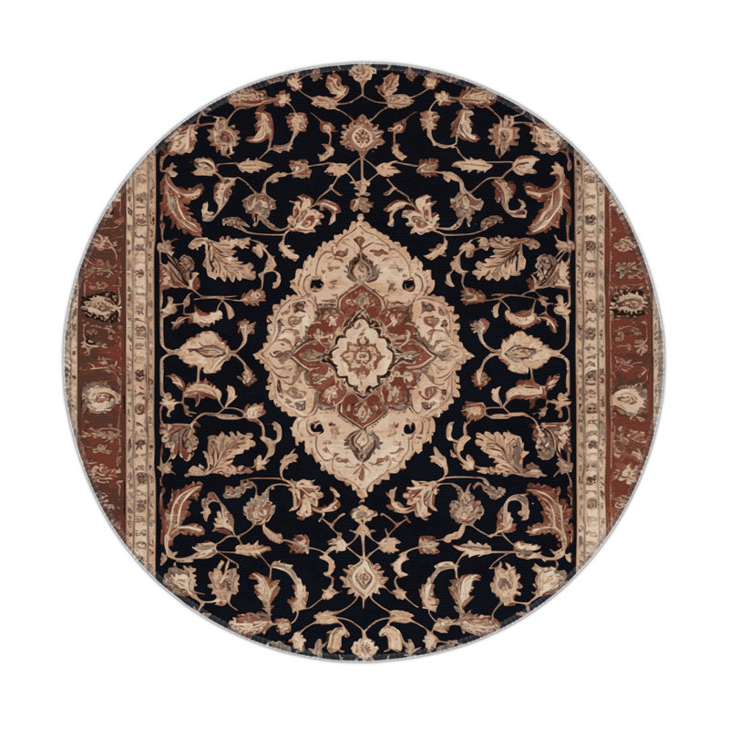 Tapis d'intérieur et d'extérieur brun Persian, Rond 5 pi