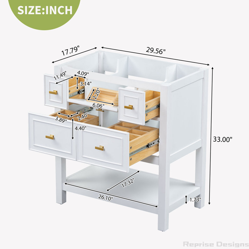 29.56'' Single Bathroom Vanity Base Only, White